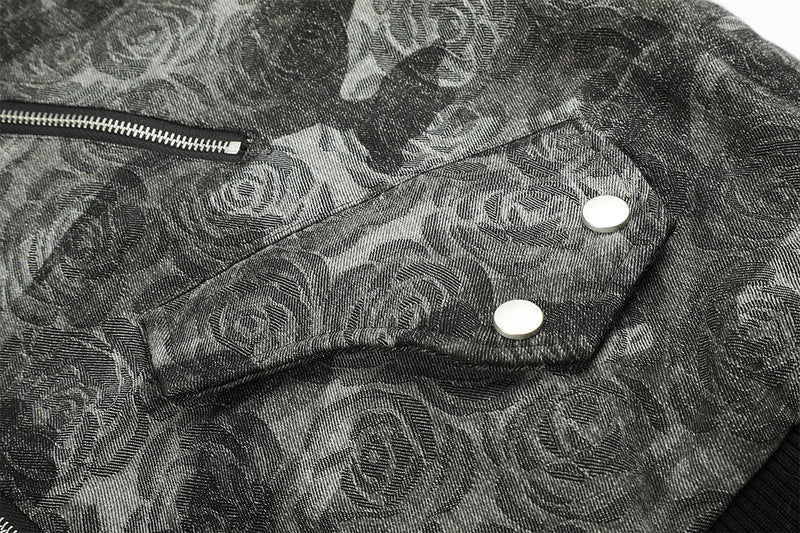 Rose Camo Hooded Bomber Jacket with Faux Fur Collar