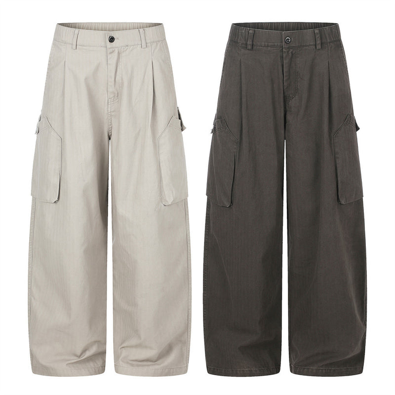 Wide-Leg Cargo Pants – Multi-Pocket Relaxed Fit Trousers