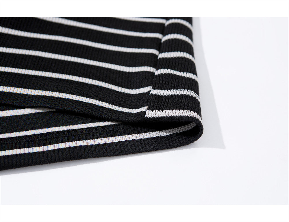 Striped V-Neck Long Sleeve Shirt – Men's Relaxed Fit Faux-Layered Top