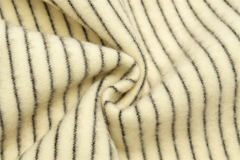 Striped Zip-Up Hoodie — Oversized American Vintage Fleece Cardigan
