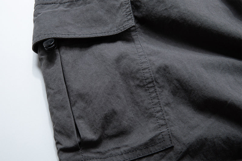 Wide-Leg Cargo Pants with Elastic Waist & Multi-Pocket Design