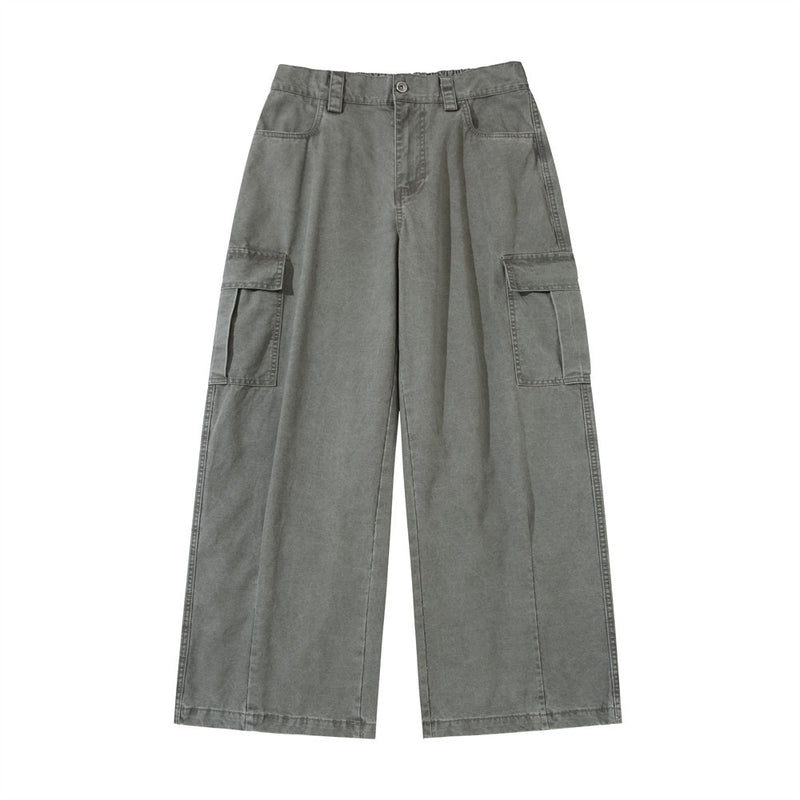 Baggy Cargo Pants Men – Wide Leg Multi-Pocket Washed Straight Trousers