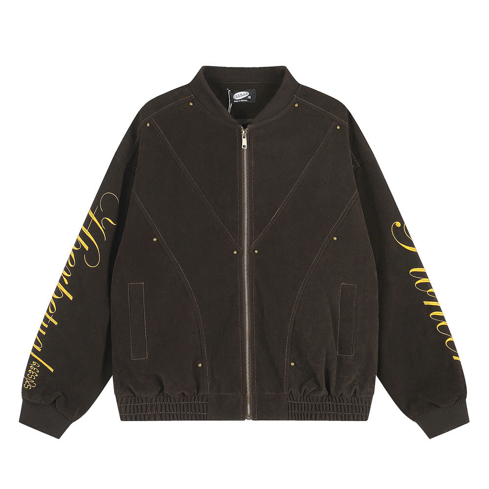 Blouson bomber oversize pour homme avec broderie script et empiècements déconstruits