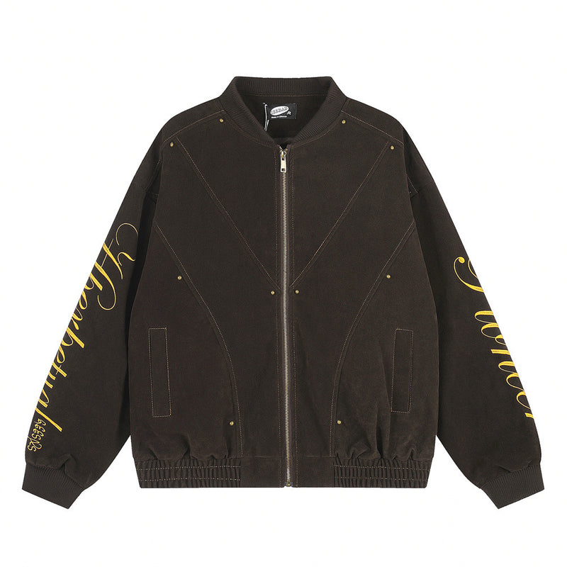 Blouson bomber oversize pour homme avec broderie script et empiècements déconstruits