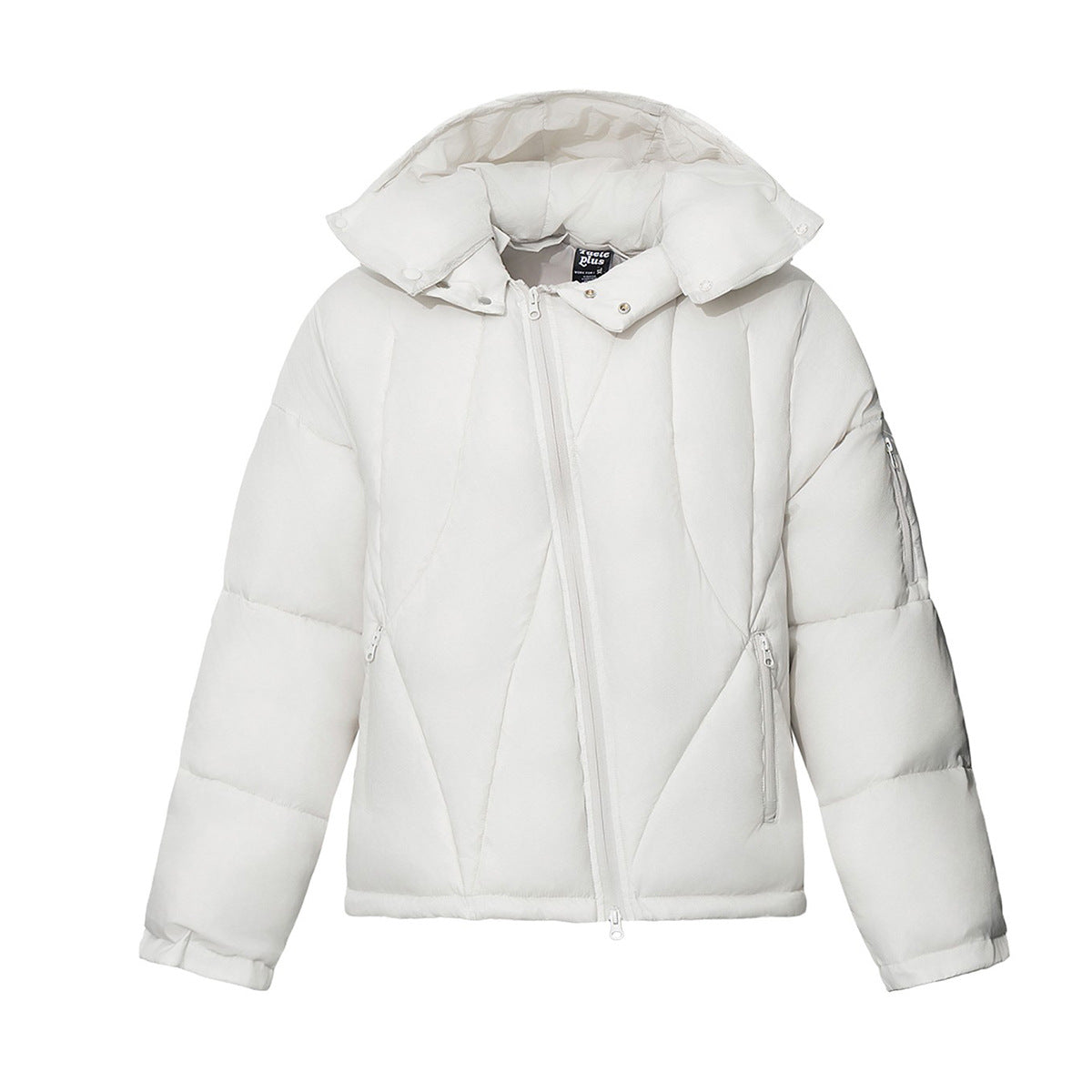 Daunenjacke mit Kapuze, unregelmäßiger Steppung & abnehmbarer Kapuze