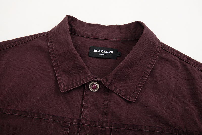Men's Washed Denim Trucker Jacket – Vintage Workwear Style with Snap Buttons