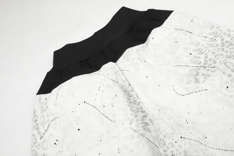 Wide-Leg Baggy Pants with Leopard Print, Paint Splatter & Contrast Black