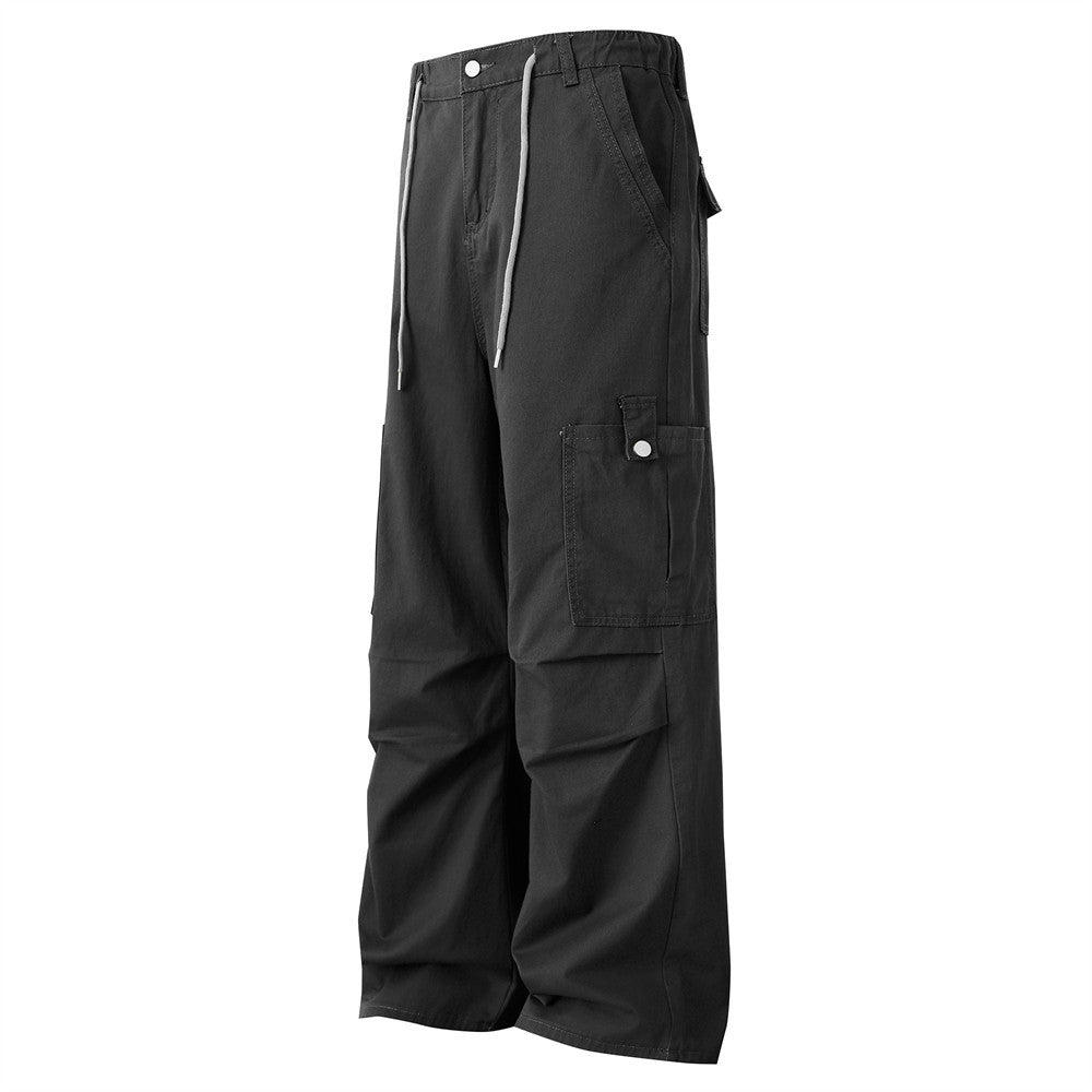 Men's Baggy Cargo Pants – Wide Leg Drawstring Parachute Trousers with