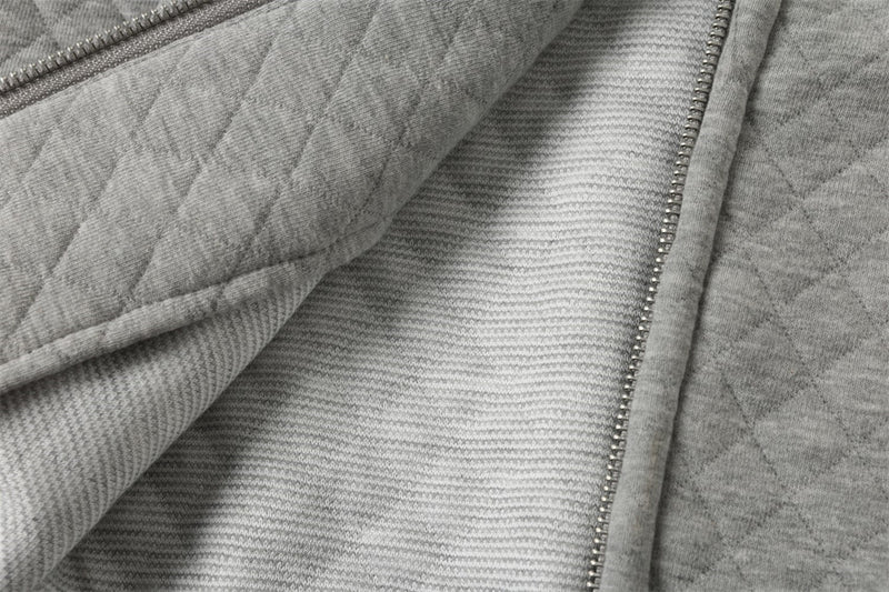 Tiger Embroidery Quilted Zip-Up Hoodie – Oversized Streetwear Sweatshirt