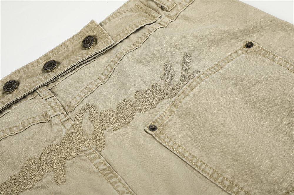 Wide-Leg Cargo Pants with Deconstructed Patchwork Seam Detail
