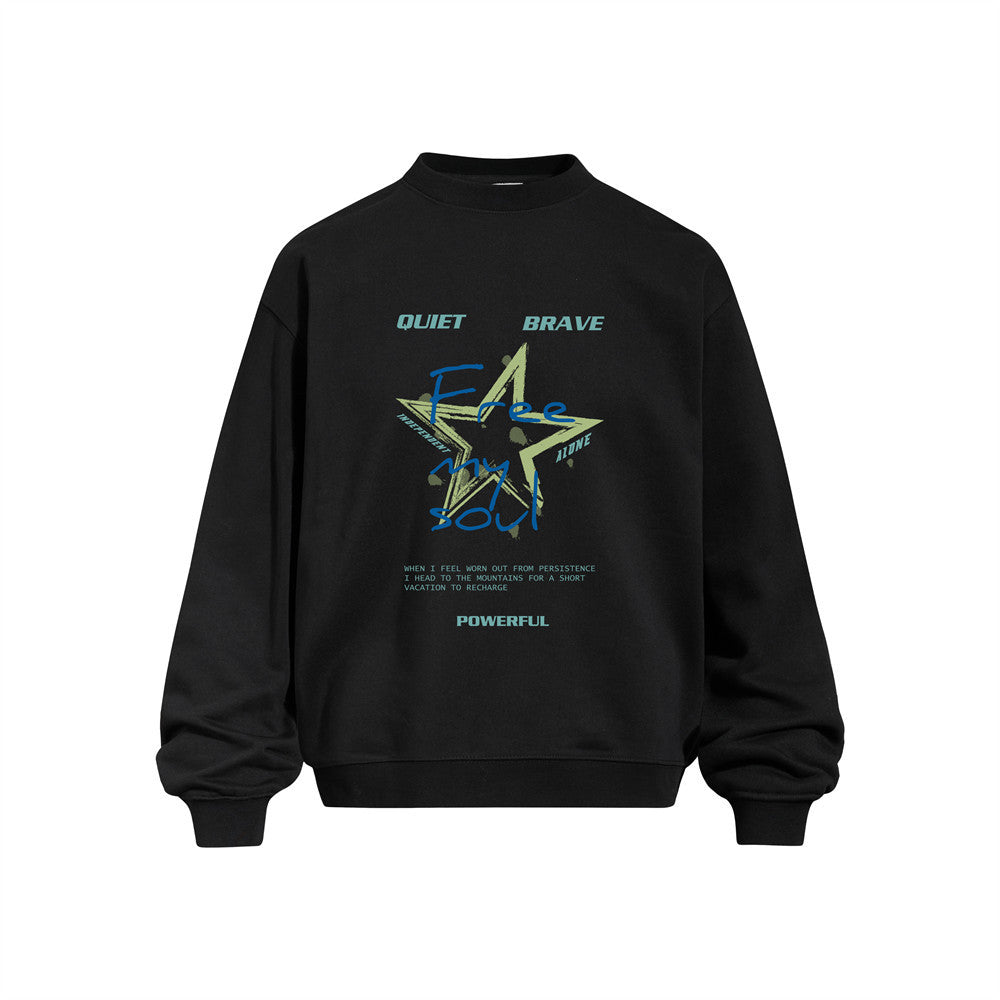 Star Print Oversized Crewneck Sweatshirt – Graphic Street Style