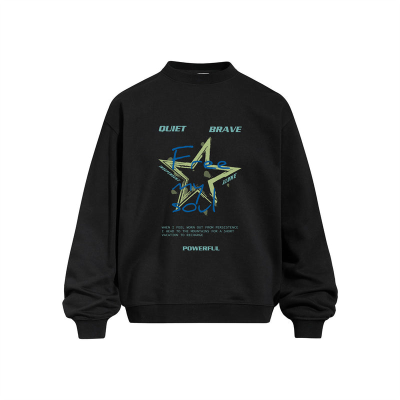 Star Print Oversized Crewneck Sweatshirt – Graphic Street Style