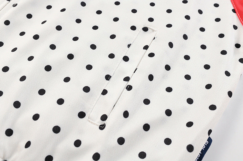 Polka Dot Colorblock Stand Collar Zip-Up Jacket – Stars & Stripes Patchwork