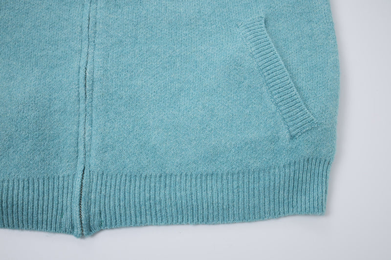 Gilet-pull zippé en maille jacquard avec imprimé lettres