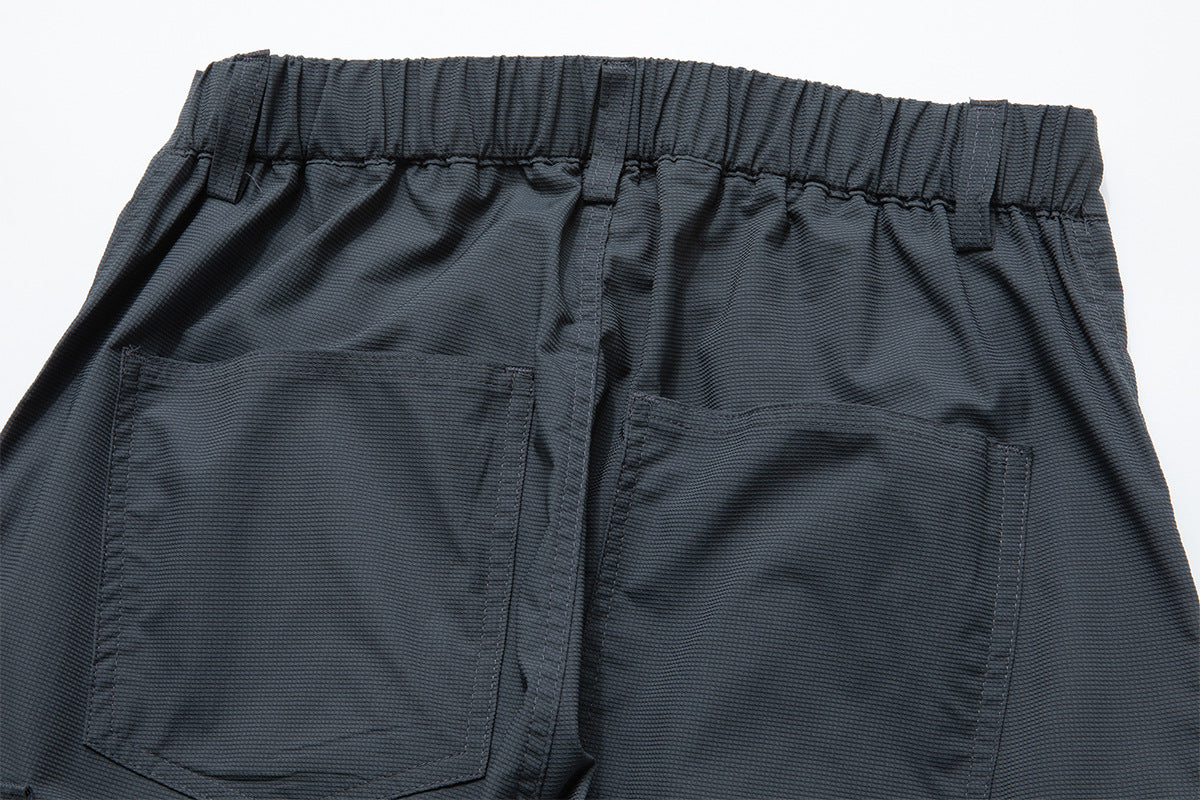 Wide-Leg Cargo Pants with Zipper Pockets – Ripstop Nylon, Relaxed Fit