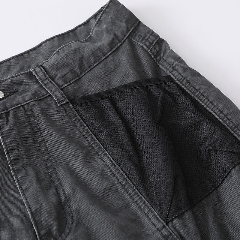Wide-Leg Cargo Pants – Washed Vintage American Workwear with Oversized Pockets