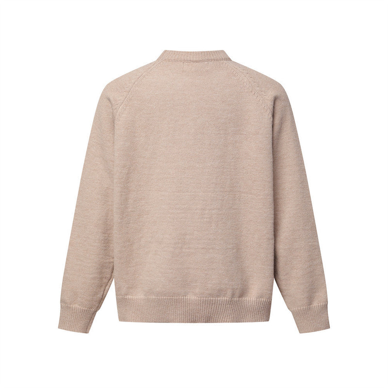 Cartoon Dog Jacquard Crew Neck Sweater – Oversized Knit Pullover