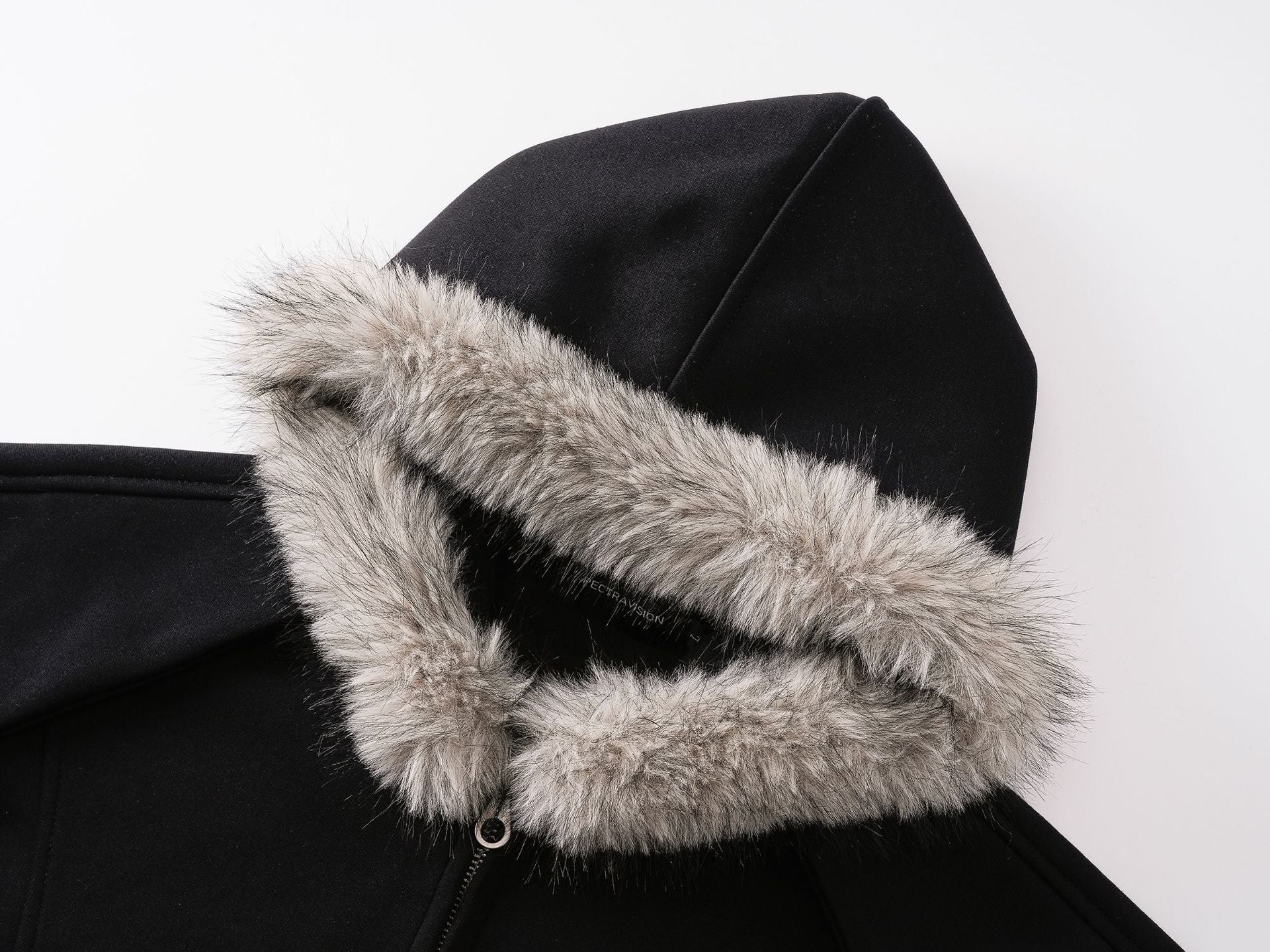 Faux Fur Hood Trim Zip-Up Hoodie Bomber Jacket – Oversized Streetwear Fit
