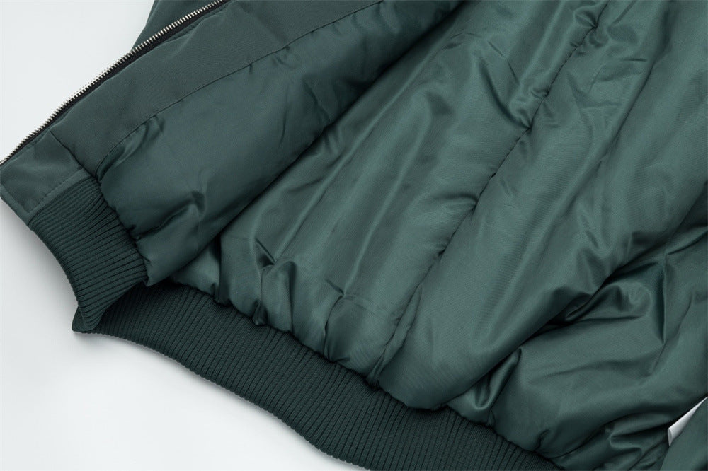 Blouson bomber homme à col en fourrure – Broderies papillons et manches froncées