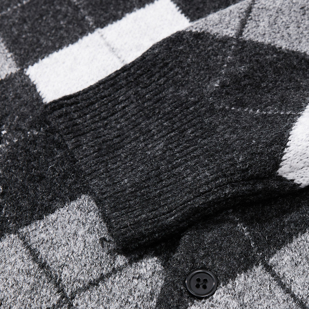 Gilet homme en maille argyle – Coupe oversize boutonnée