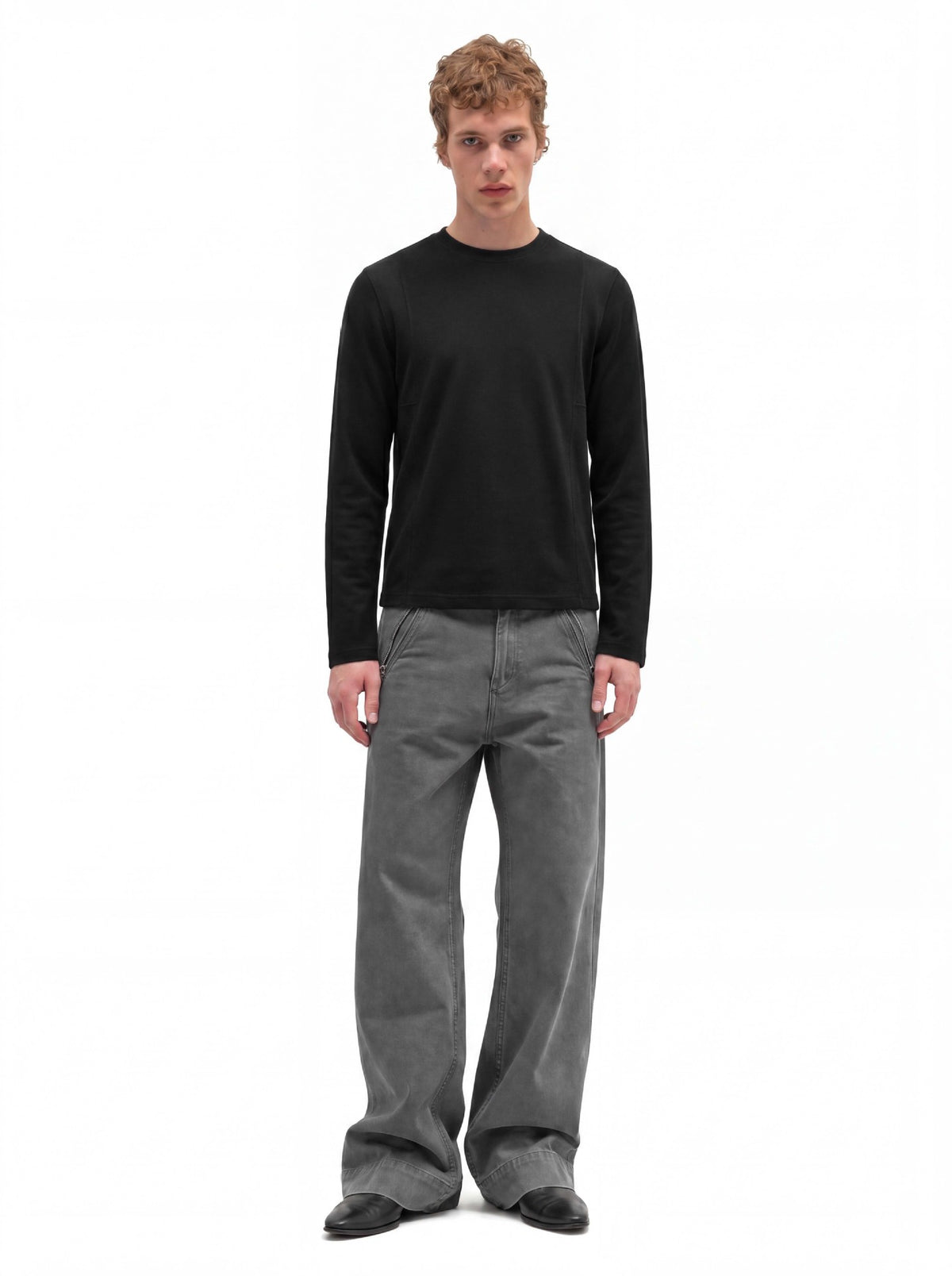 Men's Long Sleeve Crew Neck Shirt – Relaxed Fit Solid Tee
