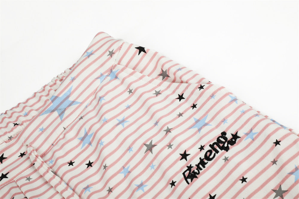 Star & Stripe Wide-Leg Lounge Pants – Flared Casual Trousers