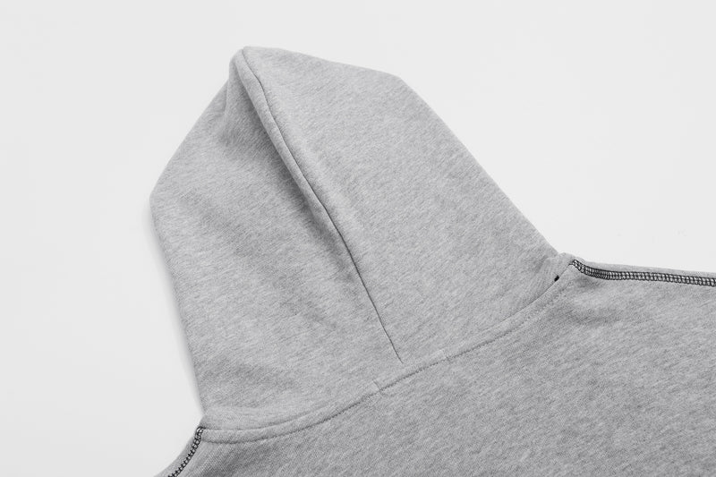Hoodie zippé avec imprimé gothique Grind Hard et surpiqûres contrastantes