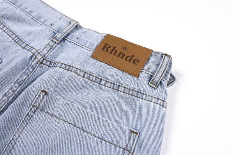 Vaqueros wide-leg de lavado claro – Pantalones vaqueros vintage de corte recto y baggy para hombre