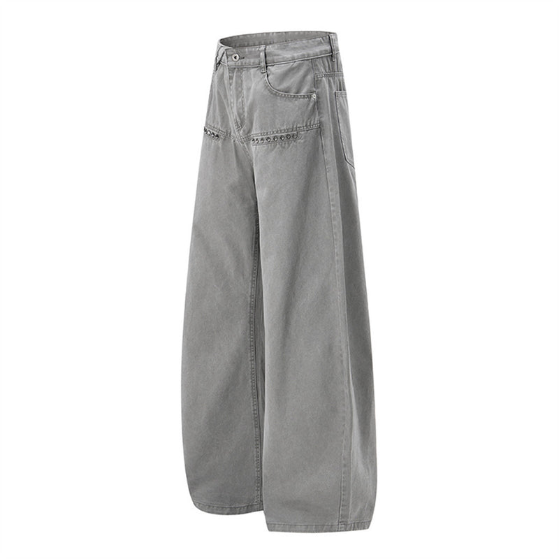 Wide-Leg Baggy Jeans Men – Oversized Fit with Rivet Pocket Detail