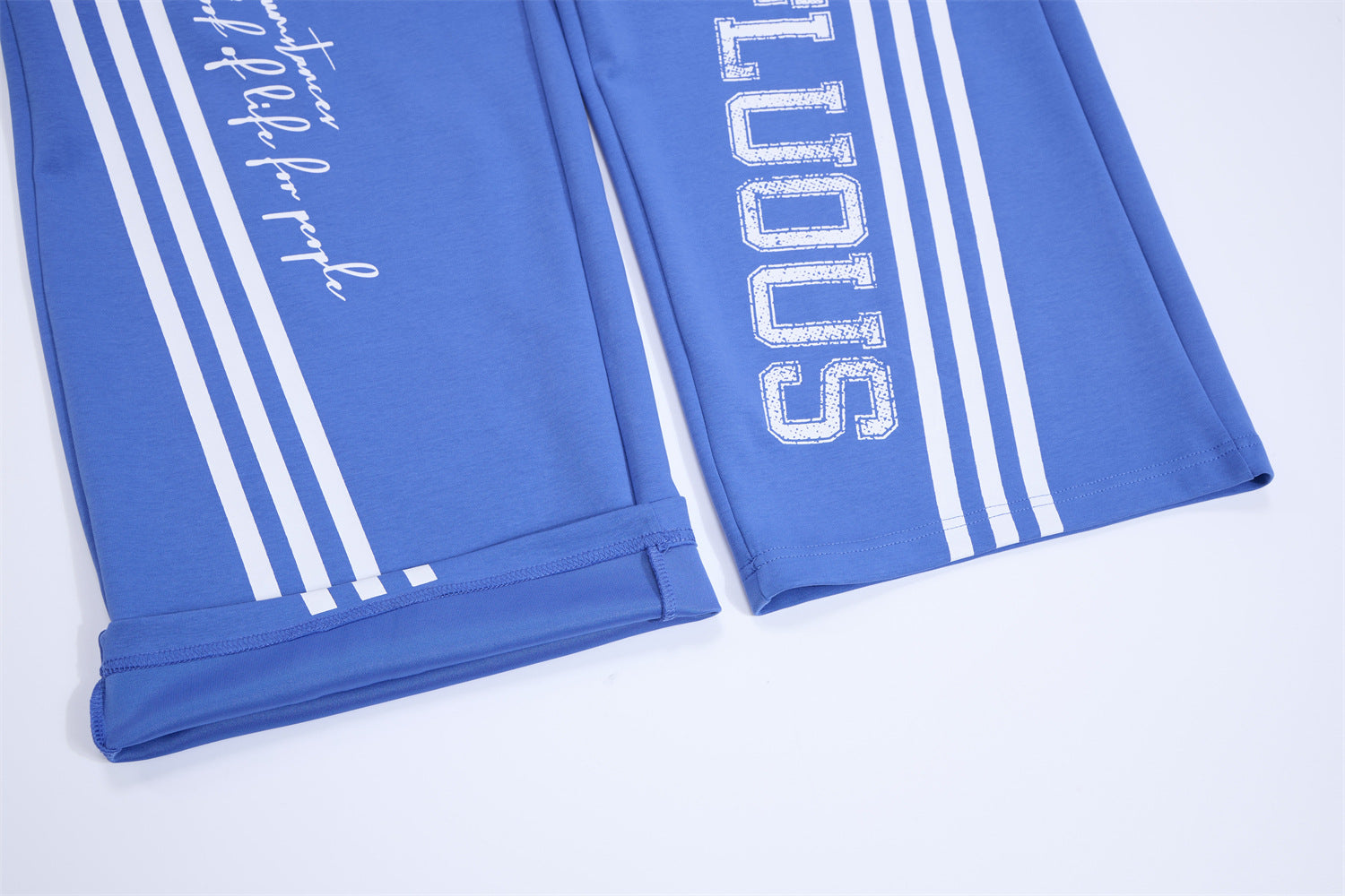Wide Leg Sweatpants with Stripe & Mellifluous Graphic Print
