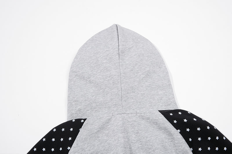 Hoodie zippé à oreilles de chat avec manches raglan étoilées et poches-pattes