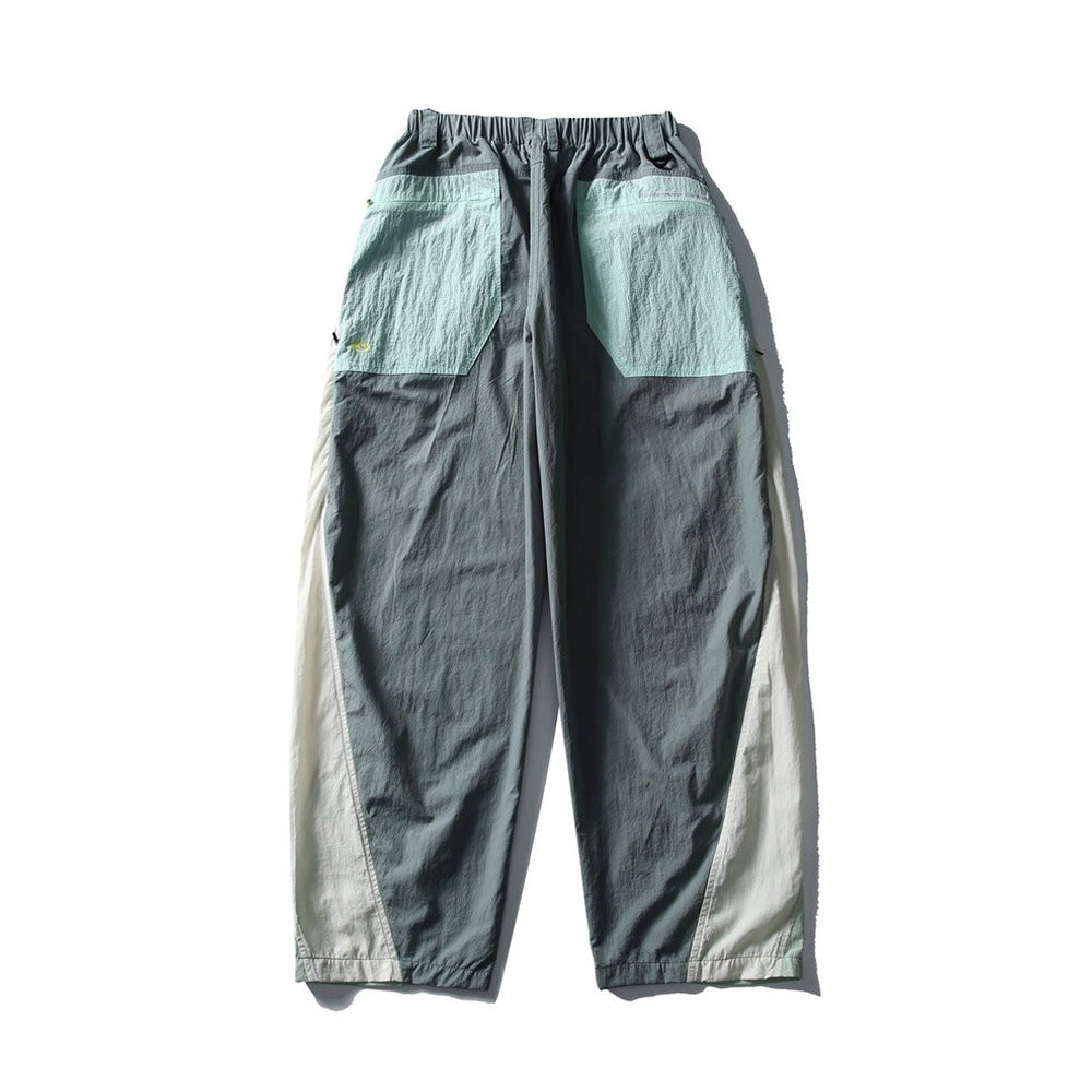 Wide-Leg Colorblock Track Pants – Relaxed Fit Outdoor Sport Trousers