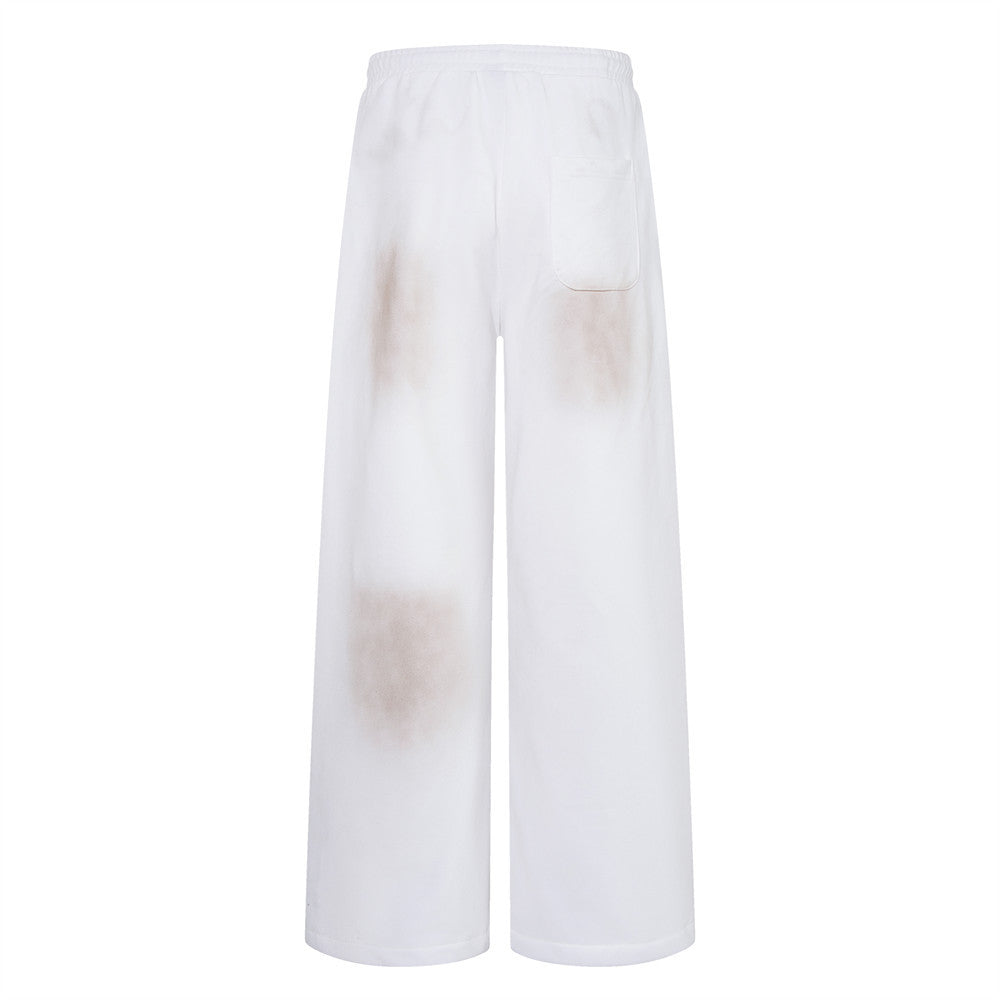Pantalon de survêtement baggy large à imprimé graphique effet usé – Vintage Soul Rebirth