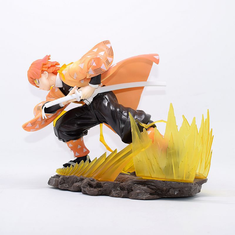 This 14.5cm high-quality PVC Zenitsu Agatsuma figure from Demon Slayer captures Thunder Breathing&