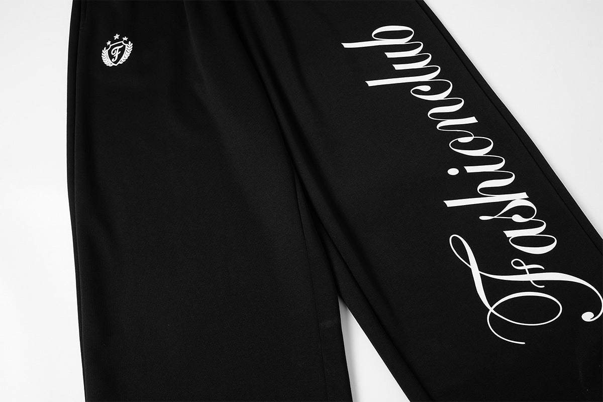 Wide-Leg Baggy Sweatpants with Fashionclub Script Print & Double-Waistband