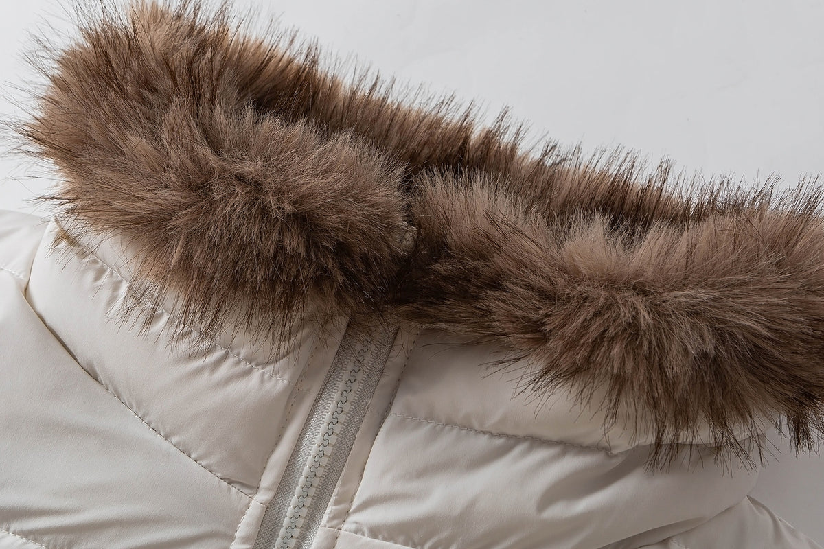 Faux Fur Collar Puffer Jacket – Quilted Winter Coat