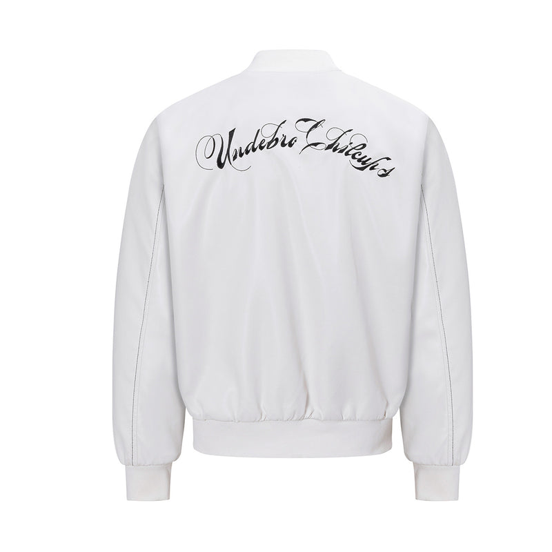 Veste en cuir zippée oversize – Bomber en PU à broderies gothiques tribales