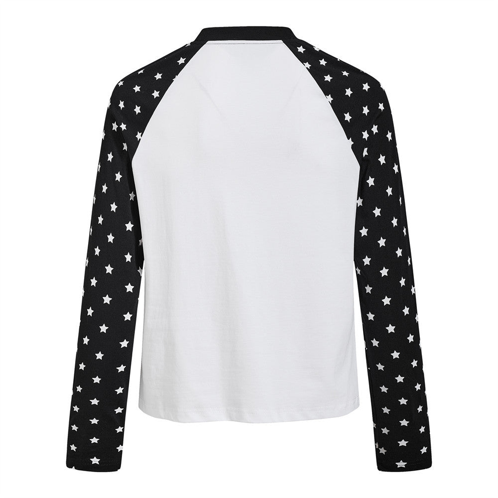Men's Long Sleeve Raglan T-Shirt – Star Print Colorblock Graphic Tee