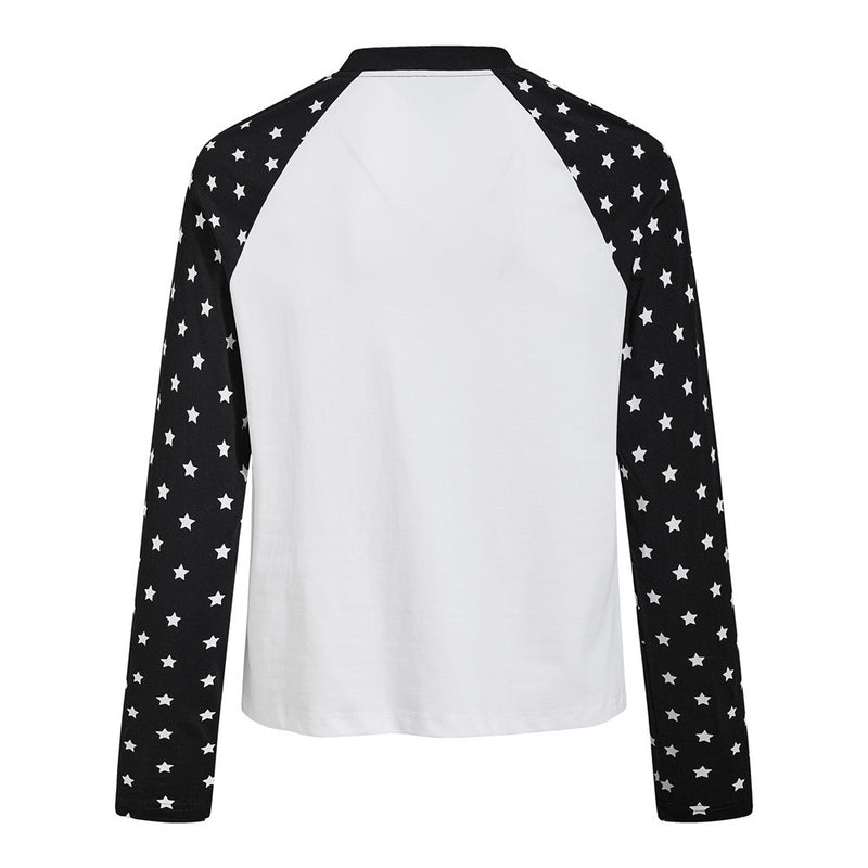 Men's Long Sleeve Raglan T-Shirt – Star Print Colorblock Graphic Tee