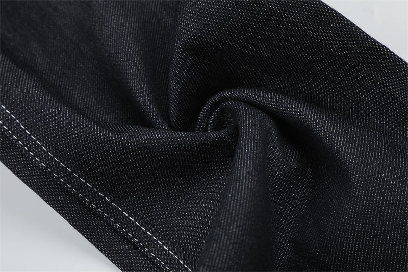Jean homme droit – Denim foncé à jambes larges avec patchwork à pois