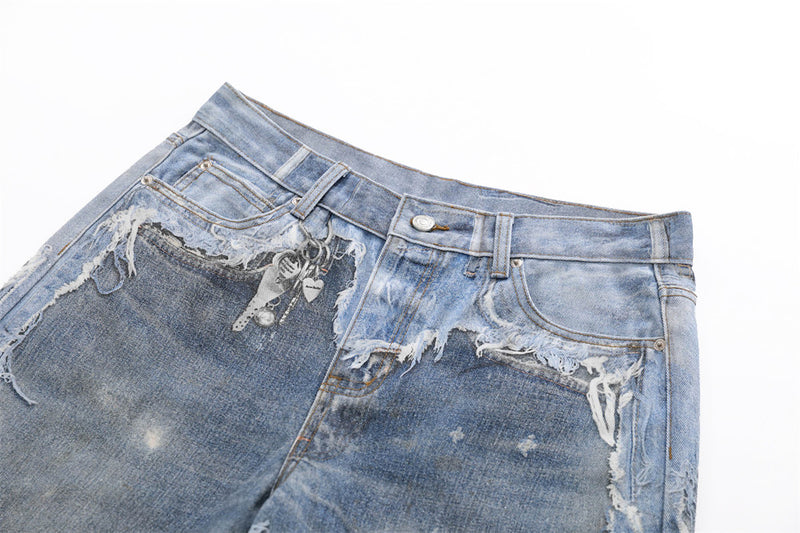 Wide-Leg Distressed Jeans – Post-Apocalyptic Raw-Edge Washed Denim