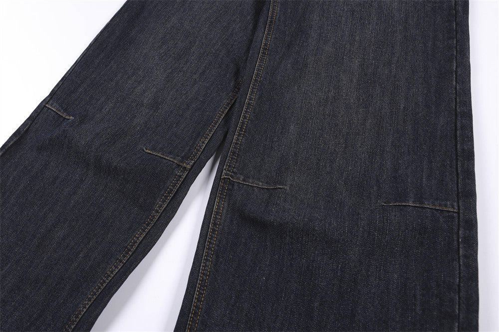 Wide-Leg Jeans with Union Jack Leather Waistband Detail