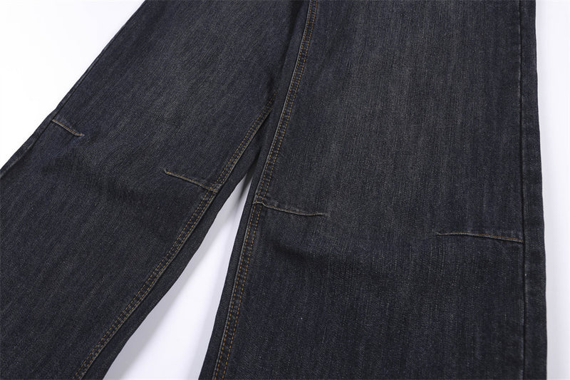 Wide-Leg Jeans with Union Jack Leather Waistband Detail