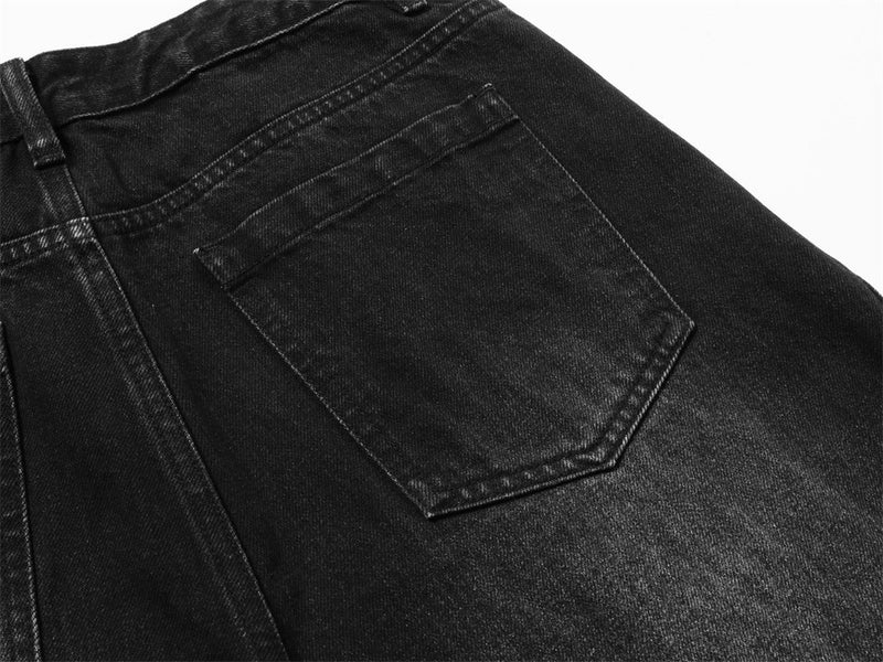 Men's Punk Wide-Leg Jeans with Metal Eyelet Detail – Deconstructed Baggy Denim