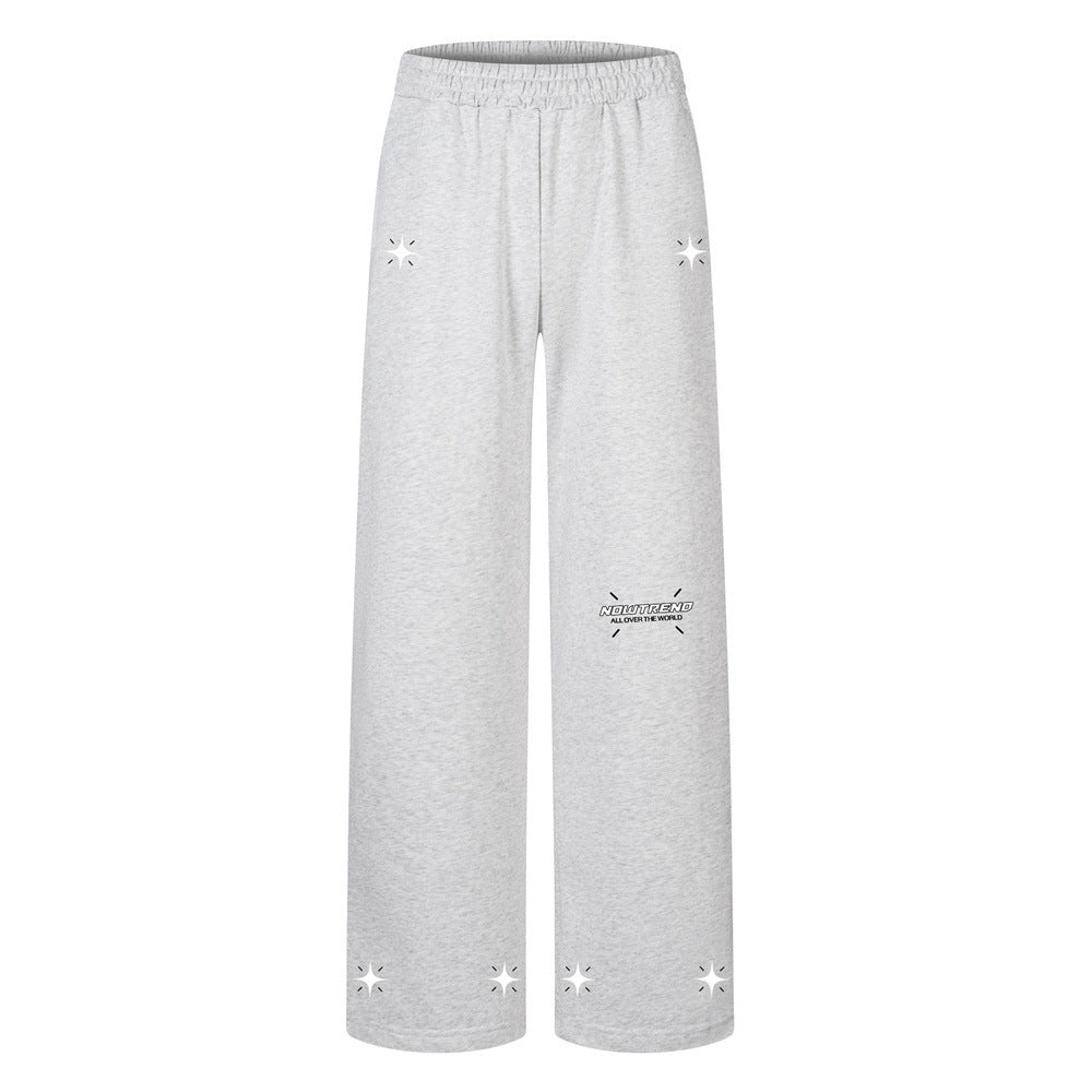 Wide-Leg Sweatpants with Star Graphic Print – Men's Relaxed Fit Streetwear Pants