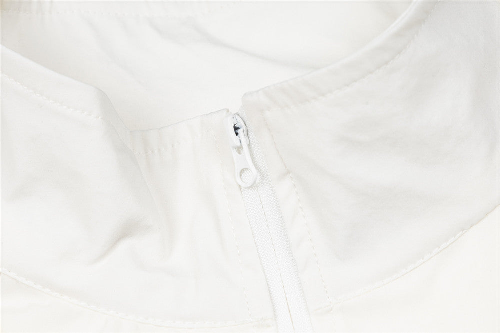 AEEA Oversized Stand Collar Track Jacket with Three-Stripe Sleeves