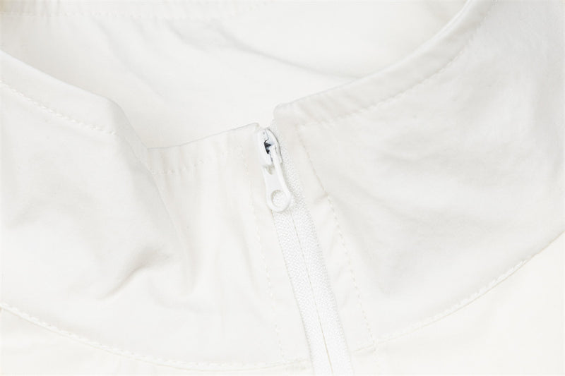 AEEA Oversized Stand Collar Track Jacket with Three-Stripe Sleeves