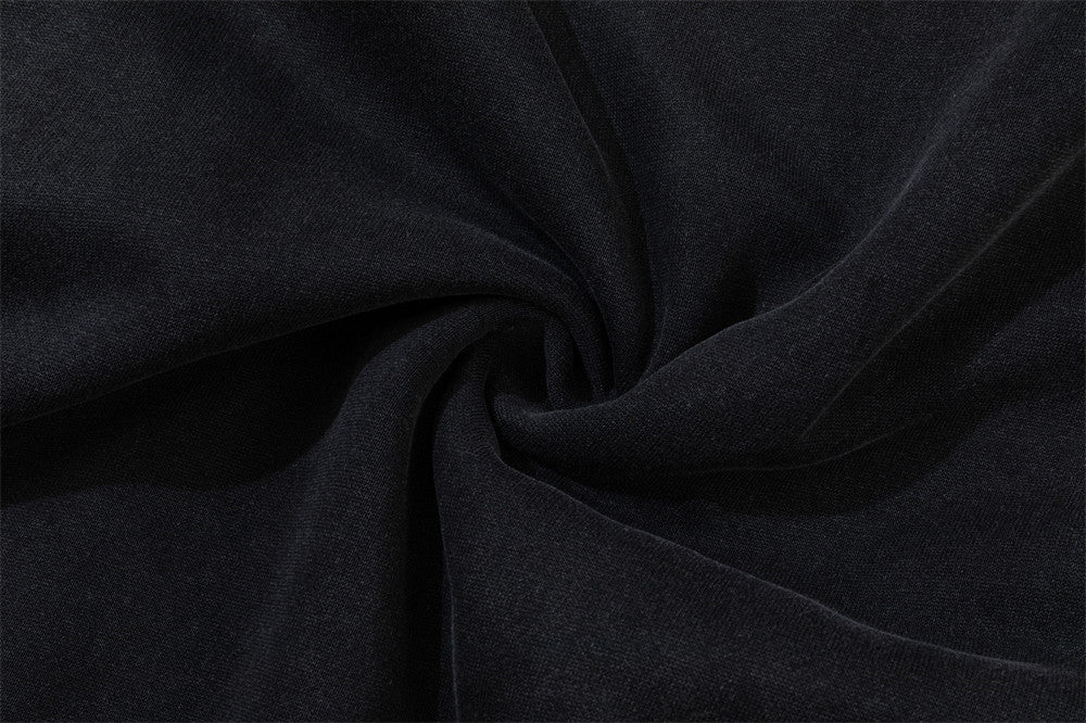Sudadera con cremallera, capucha con ribete de pelo sintético y bordado de estrellas doradas — Streetwear para hombre