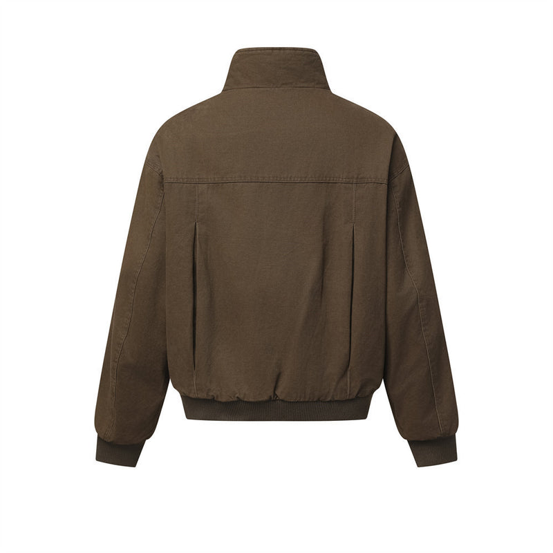 Veste bomber marron matelassée – Manteau homme zippé à col montant, style workwear