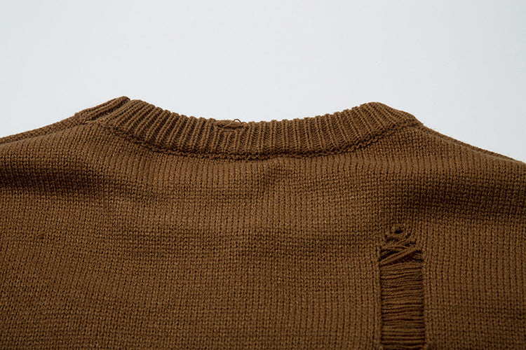 Pull en maille effet usé Agent Orange – Col rond oversize